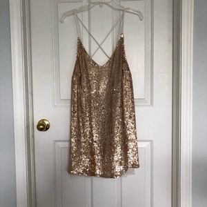 Free People pinkish gold sequin mini dress
